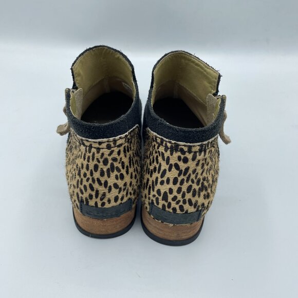 SOREL Boots Suede Leather Side Zip Ankle Booties Black/Tan Animal Women's 7.5 - Picture 6 of 12